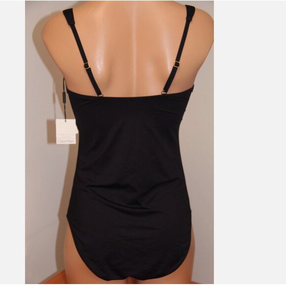 New Calvin Klein Swimsuit Bikini one 1 piece Size 14 Black - Picture 4 of 4
